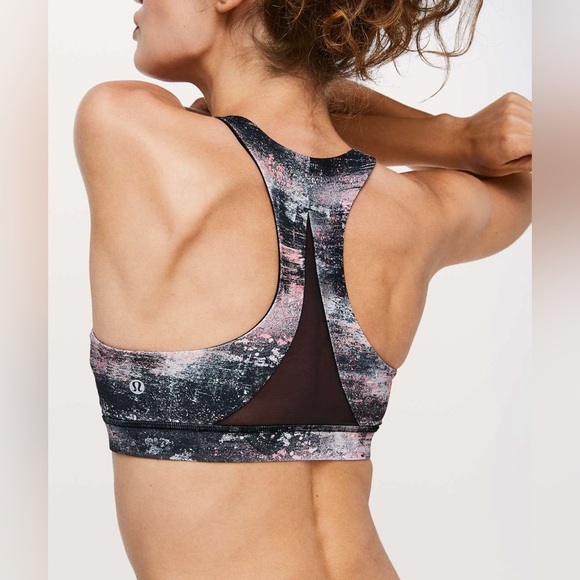 Lululemon Women’s Invigorate Bra Azurite Poppy Coral Multi Mesh Back - Size 4 - Picture 2 of 7